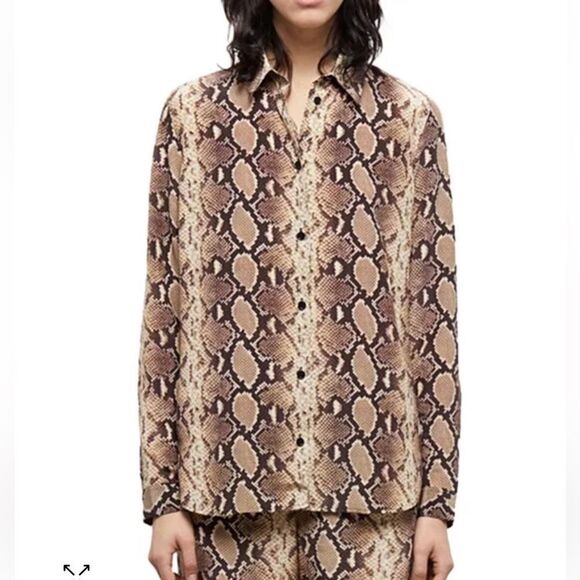 $345 The Kooples NWT Silk Snake Print Blouse - Picture 5 of 10